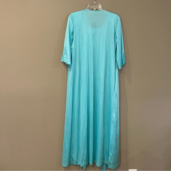 2 Piece Lorraine Vintage Lace Nightgown Robe Set One Size Aqua Teal Blue Green - Picture 11 of 16